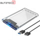 Hard Drive Enclosure 2.5 Inch USB 3.0 SATA Case External Clear Caddy HDD SSD
